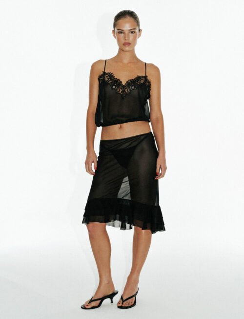Paloma Silk Skirt | Black