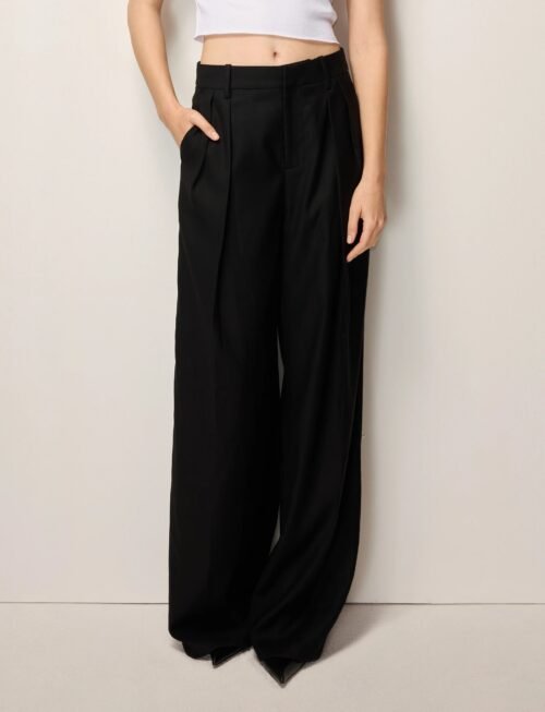 Low Rise Pleated Trouser | Black