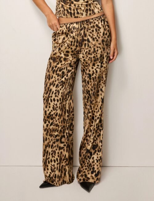 Silk Low Rise Pant | Leopard