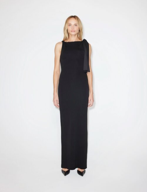 Sueded Stretch Knotted Maxi Dress | Black