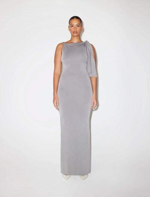 Sueded Stretch Knotted Maxi Dress | Steel Grey
